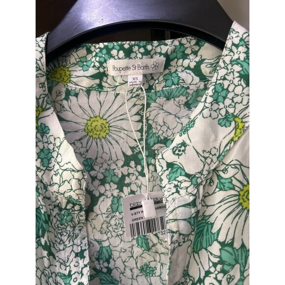 Poupette St Barth Heni Floral Tassel Trimmed Dress Green White Womens Size XS - Picture 5 of 8